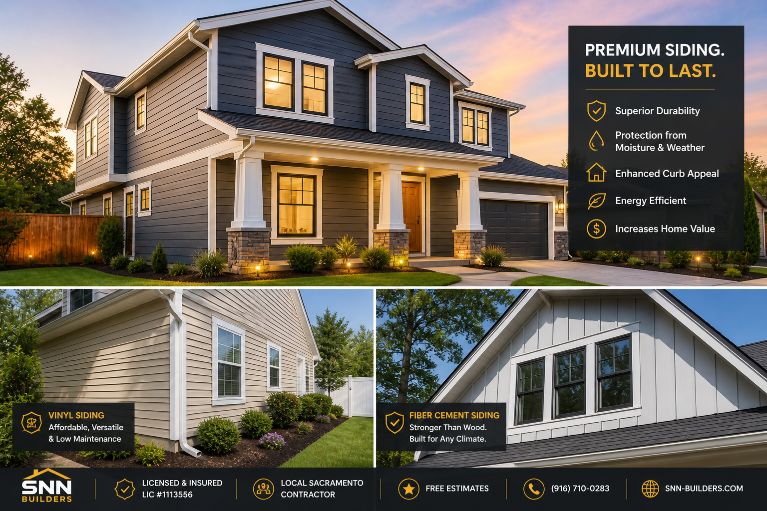 Premium siding installation Sacramento home exterior